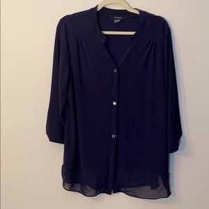 Liz McCoy Navy Button Top Sz XL